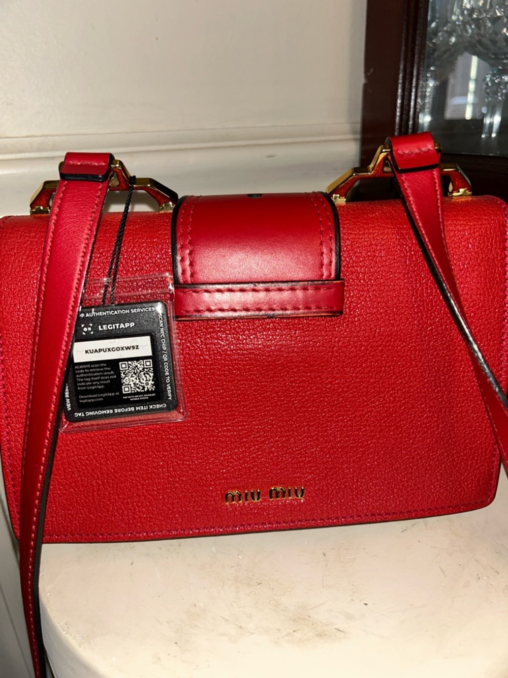 Miu Miu Red Embellished Crossbody Bag - Picture 6 of 9